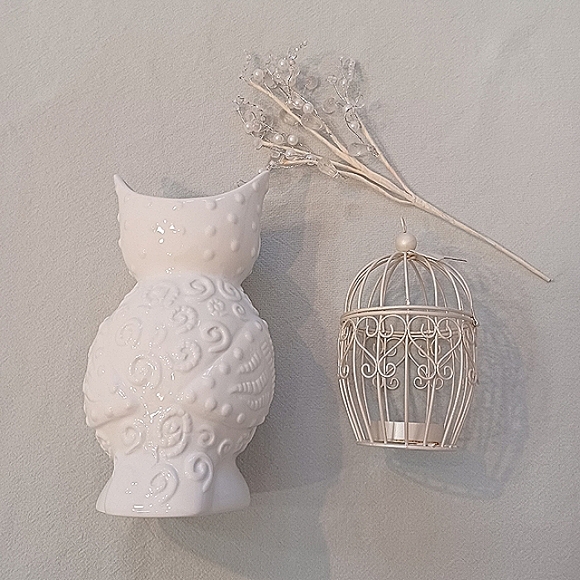 Ceramic Owl Vase & Bird Cage Decor - Picture 5 of 10